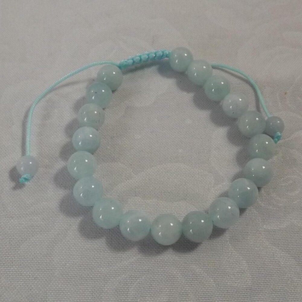 Genuine Aquamarine 8mm Bead Bracelet